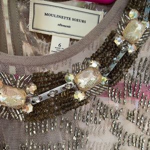 Moulinette Soeurs Pale Pink Beaded Midi Dress
